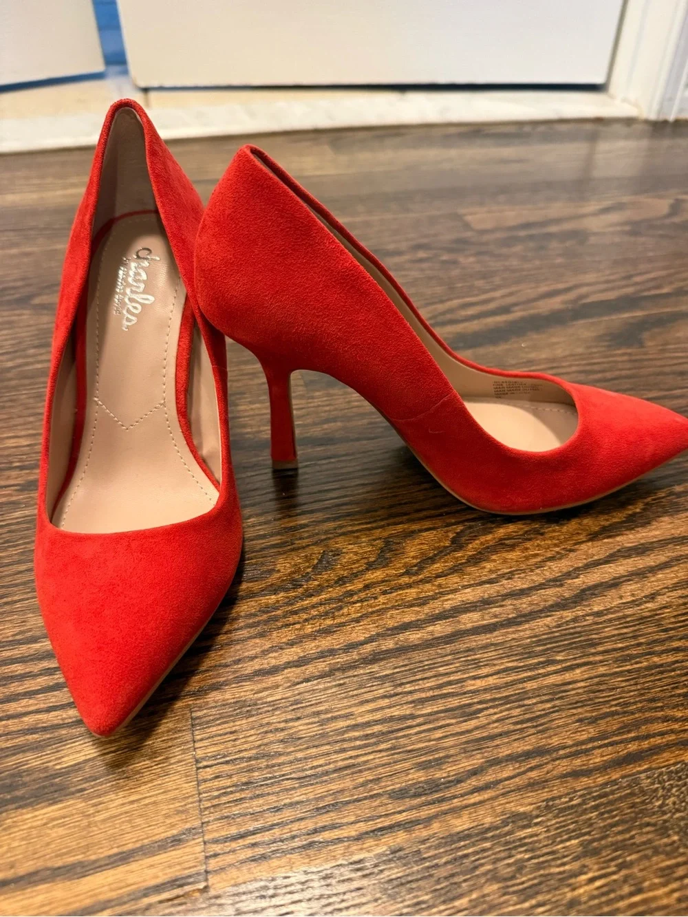 Charles by Charles David Red Suede Pointed-Toe Stiletto Pumps